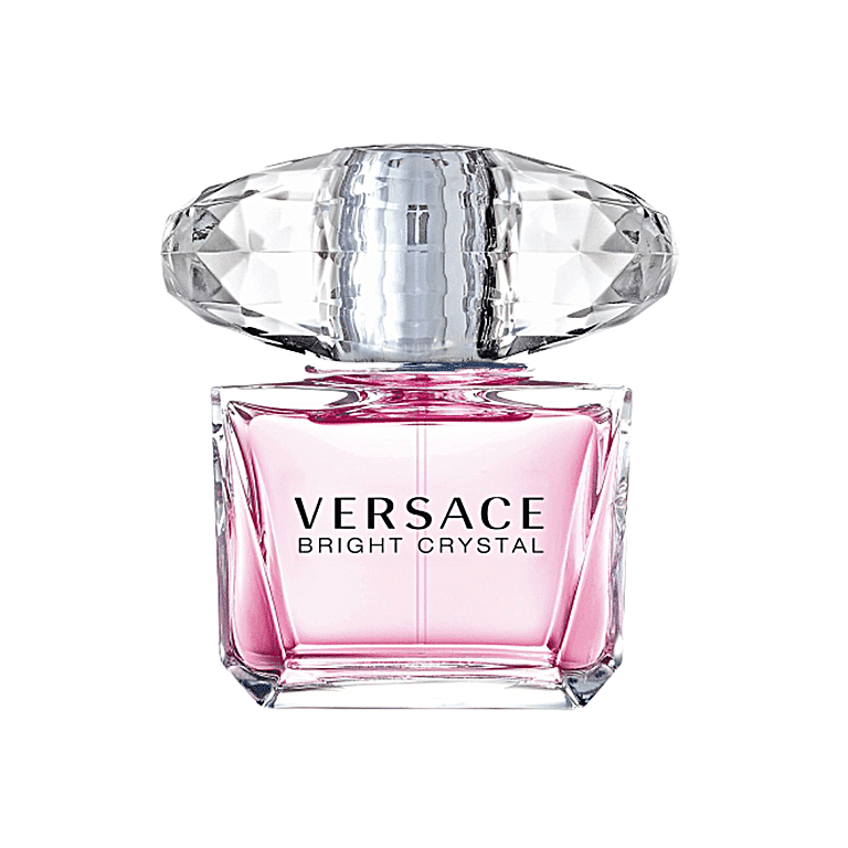 A plain bottle of Versace Bright Crystal Perfume, Attractive Glass bottle filled with Pinck Liquid "Perfume"