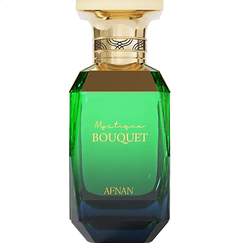 A stylish Green colored bottle of Afnan Mystique Bouquet for Women Edp 80ml